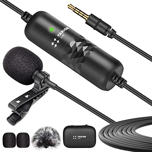 Photo 1 of TARION Lavaliver Microphone Kit Lapel Mic Clip-on Omnidirectional Condenser Lav Mic with 19.7ft Cord Compatible with Phone Camera Camcorder Computer for Live Stream TV Presentation Conference Vlogging FACTORY SEALED

