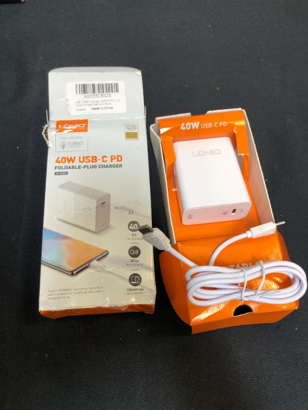 Photo 2 of USB C Wall Charger, LDNIO 40W PD Fast Charger, Type C Charger Block Compatible with MacBook Air 13", iPad Air/Pro, iPhone 13 Pro/iPhone 12 Pro, Galaxy Z Flip3/Fold3 5G and More
