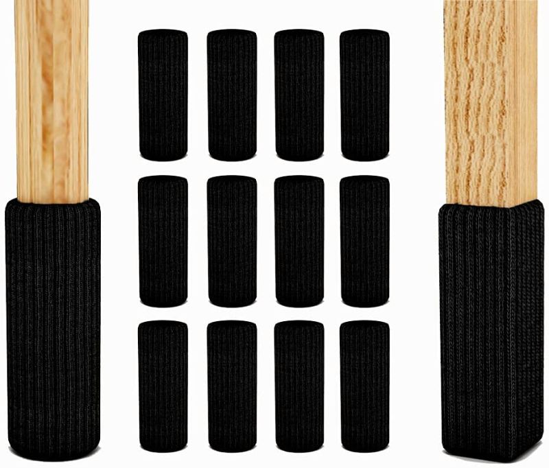 Photo 1 of 48 Pcs Black Premium Chair Socks for Hardwood Floors - Do not Easily Fall Off - Very Easy to Put on - Fits All Leg Shapes - High Elastic bar Stool Leg Covers - Furniture Pads
