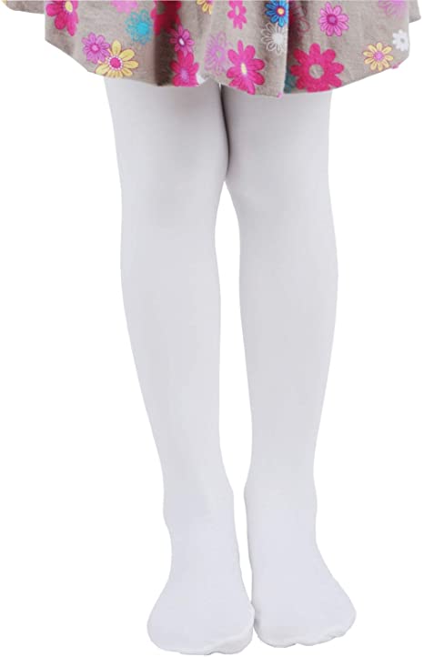 Photo 1 of Leg Elegant Girls Semi Opaque Tights 17 Colors, Girls Microfiber Tights WHITE 5-7