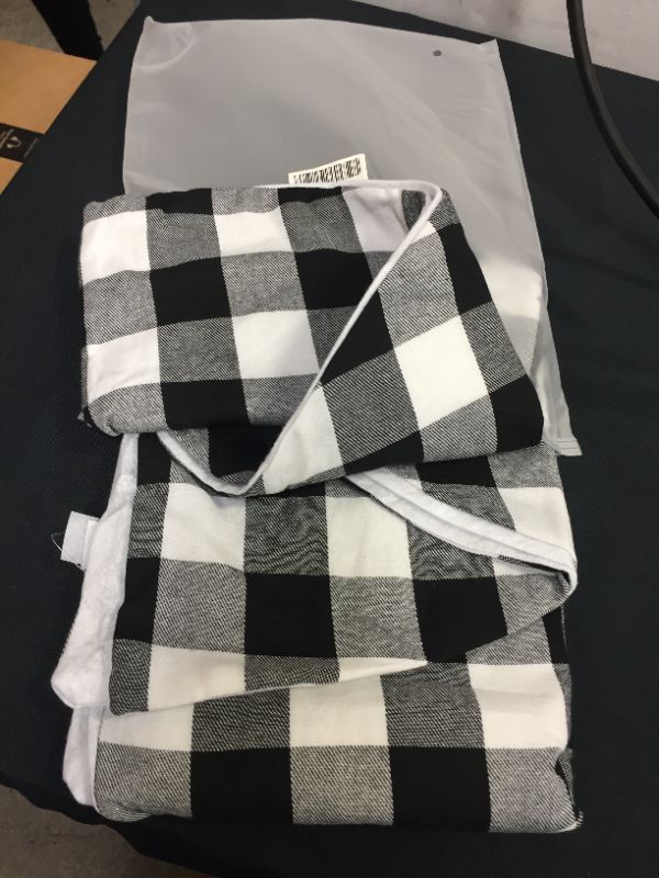 Photo 1 of  Christmas Tree Skirt 48 inch Large, Double Layer Black and White Plaid Buffalo