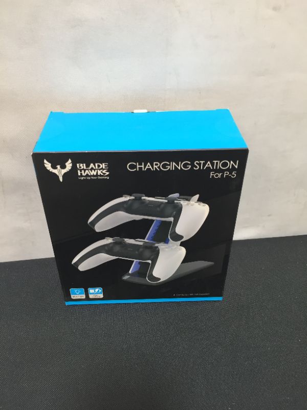 Photo 2 of Blade Hawks PS5 Controller Charger Station, Upgraded Dual USB Type C Fast Charging DualSence Controller Charger W LED Lighting