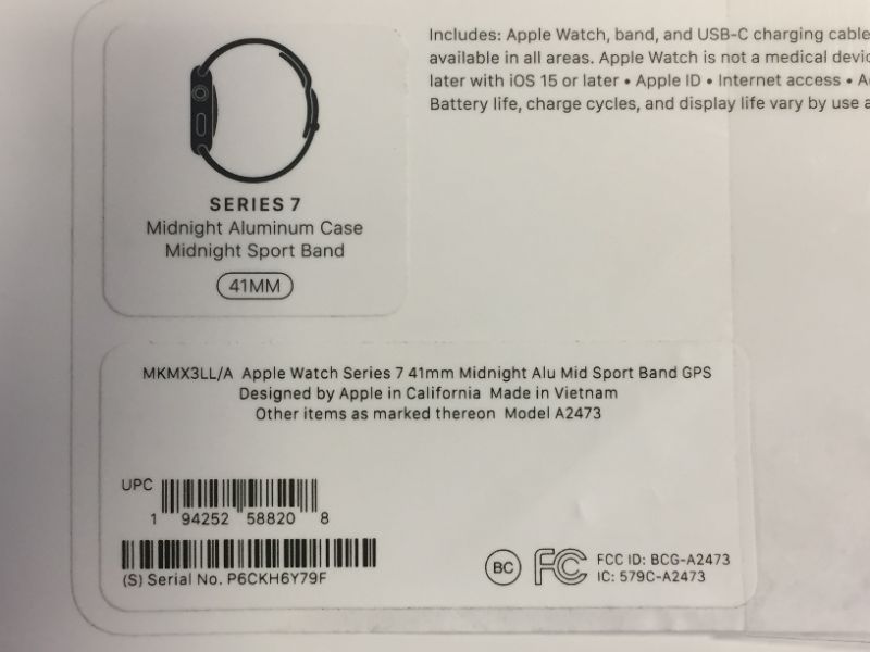 Photo 3 of Apple Watch Series 7 [GPS 41mm] Smart Watch w/ Midnight Aluminum Case with Midnight Sport Band. Fitness Tracker, Blood Oxygen & ECG Apps, Always-On Retina Display, Water Resistant
