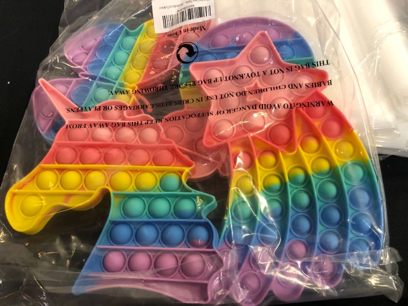 Photo 2 of 4 Pack Pop Sensory Toy Cheap Popper Set Stress Bubble Silicone Gift Special Need Kid Boy Girl Teen Adult Friend ADHD Rainbow Unicorn Butterfly Meteor
