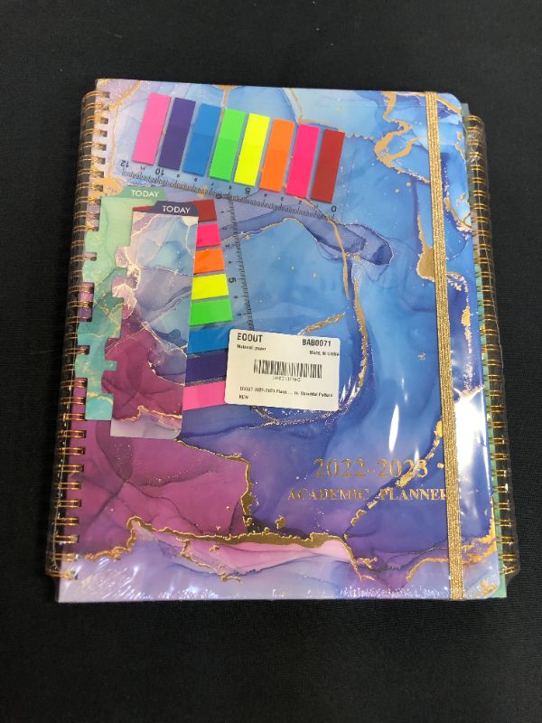 Photo 2 of EOOUT Hardcover Academic Year 2022-2023 Planner, July 2022 Through June 2023, 8.5"x11" Daily Weekly Monthly Planner Yearly Agenda, Bookmark, Pocket Folder and Sticky Note Set (Quicksand Pattern)