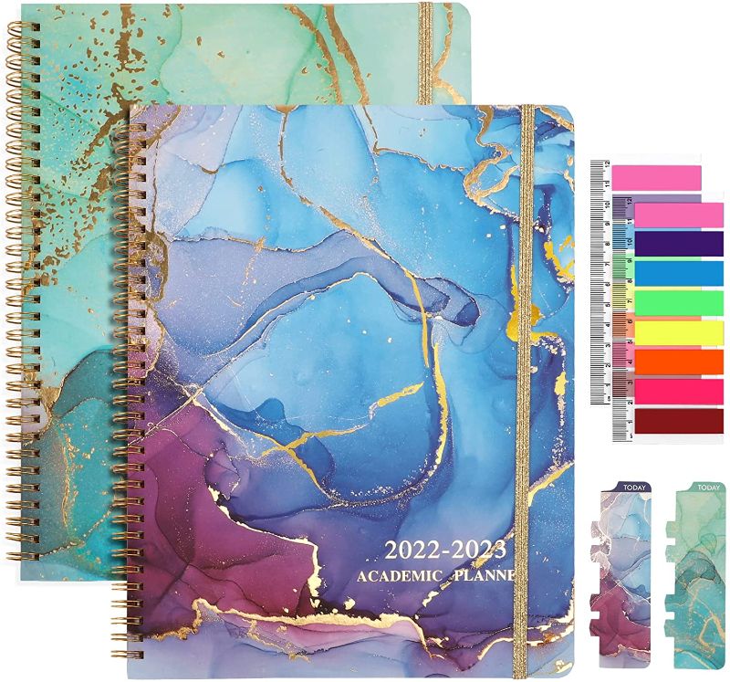 Photo 1 of EOOUT Hardcover Academic Year 2022-2023 Planner, July 2022 Through June 2023, 8.5"x11" Daily Weekly Monthly Planner Yearly Agenda, Bookmark, Pocket Folder and Sticky Note Set (Quicksand Pattern)