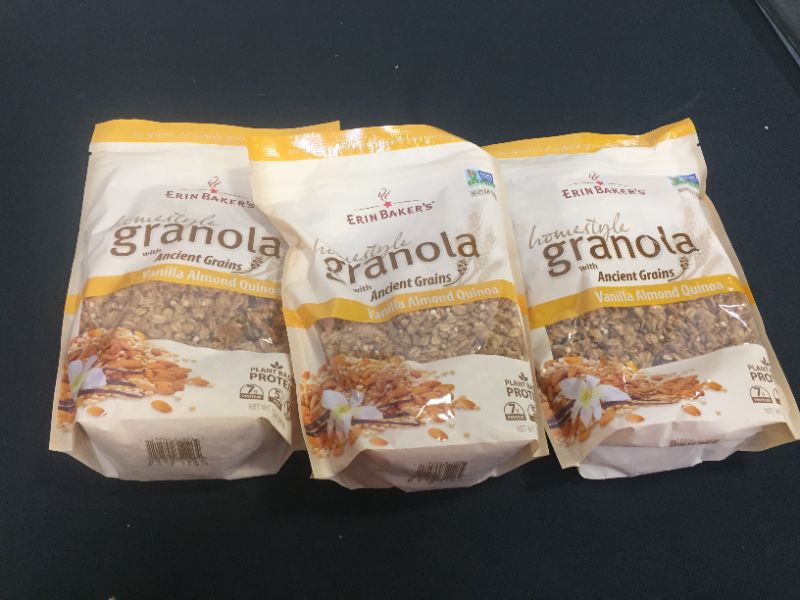 Photo 2 of 3 PACK - Erin Baker's Homestyle Granola Vanilla Almond Quinoa, 12 Ounce EXP 07/27/22