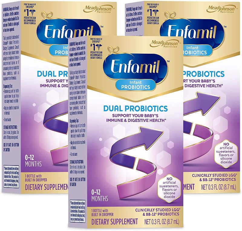 Photo 1 of Enfamil Infant Probiotics Dietary Supplement, Dual Probiotics for Immune and Digestive Health, 0.3 Fl Oz, Pack of 3
EXP 09/24/22