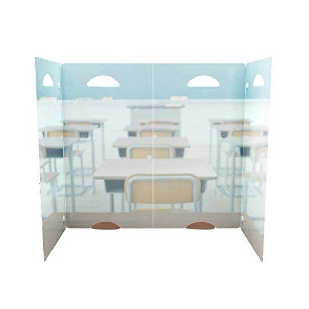 Photo 2 of Sneeze Guard Desk Shield PPE - Plastic Divider Screen for Desk, Table or Countertop - Portable Protective Barrier Panel - Best Partition Protector for Classroom or Office