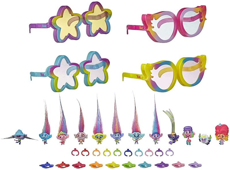 Photo 1 of Trolls DreamWorks World Tour Tiny Dancers Rainbow Edition Pack with 12 Tiny Dancers Figures, 4 Sunglasses, 10 Small Rings, 10 Barrettes, Toy for Kids 4 and Up (Amazon Exclusive)