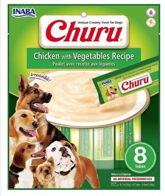 Photo 1 of 6 PACK - INABA CHURU CHICKEN WITH VEGETABLES RECIPE CREAMY DOG TREAT 8 COUNT EXP 07/21/2022