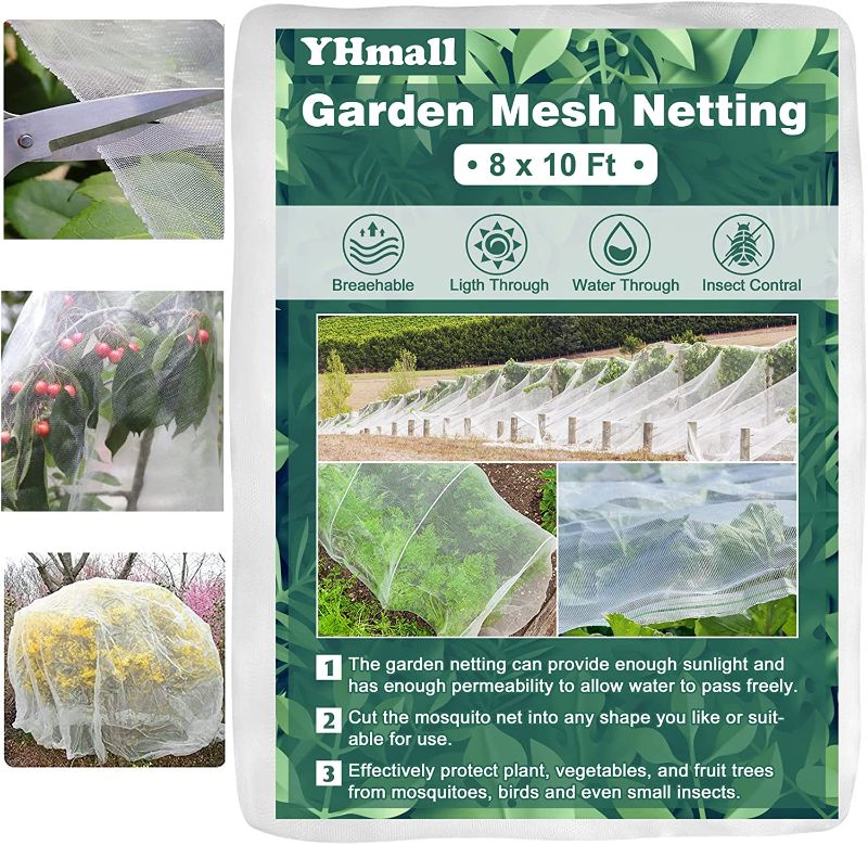 Photo 1 of 2 PACK - YHmall Garden Netting Mosquito Net, 8 x 10 Feet Bird Netting Barrier Hunting Plant Cover Mesh Netting for Protect Vegetables Fruits Flowers from Birds (White)