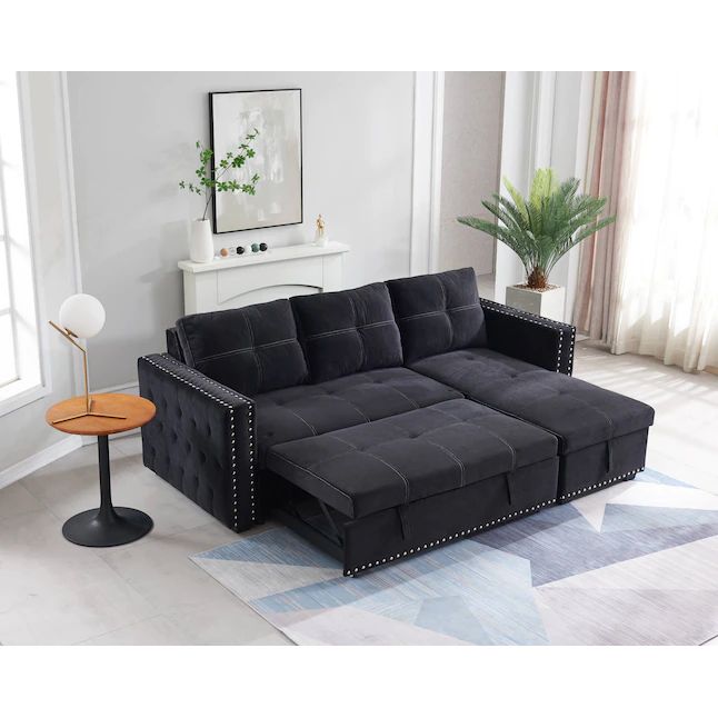Photo 1 of Clihome  Sofa with Pulled Out Bed Modern Black Polyester/Blend Sleeper --- BOX 2 OF 2 ONLY 
