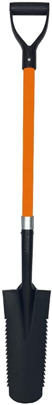 Photo 1 of Ashman Drain Spade Teeth Shovel (1 Pack) - 48 Inches Long Handle Spade with D Handle Grip - Durable Handle with a Thick Metal Blade - Multipurpose Premium Quality Orange Shovel.
