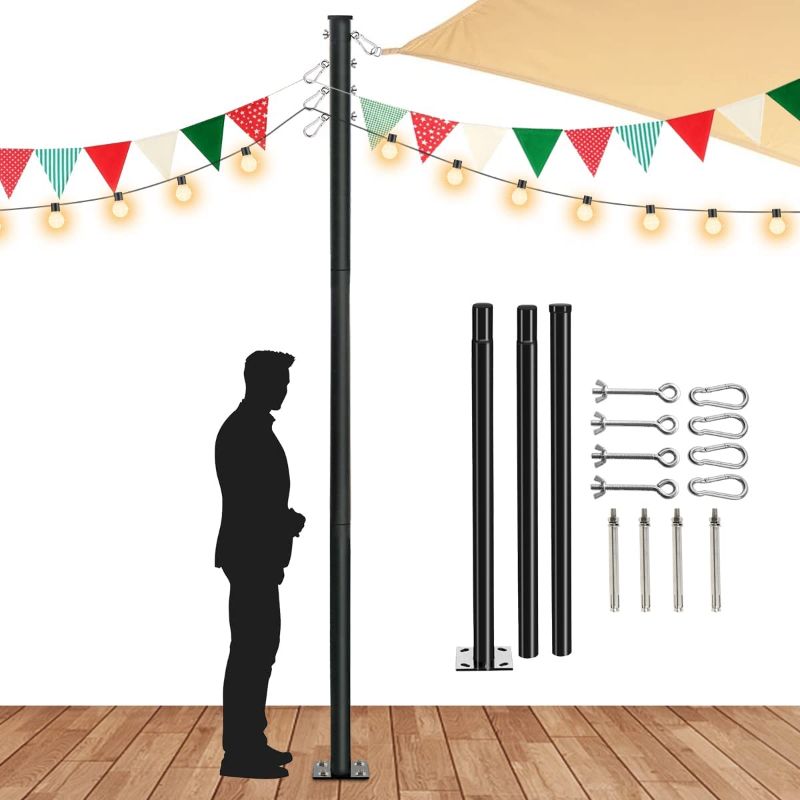 Photo 1 of ABORON Patio Sun Shade Pole Kit, Canopy Post 10FT 48mm Steel Powder Coated Sun Shade Post, Shade Sail Support Pole for Shade Sail Canopy, for Outdoor String Light
