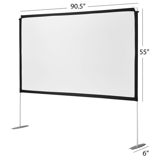 Photo 1 of 100" Portable Indoor/Outdoor 16:9 Theater Projection Screen, Detachable Legs, White