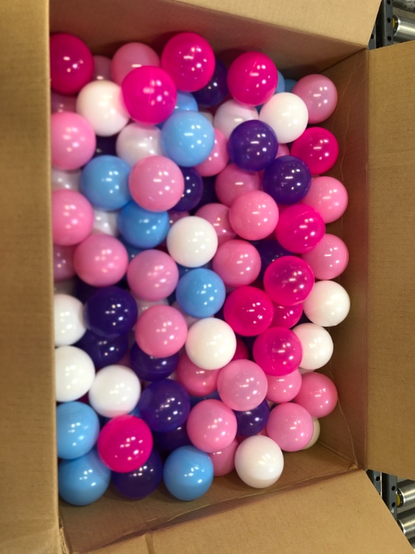 Photo 1 of BOX OF BALLPIT BALLS FOR KITS. UNKNOWN QUANTITY 