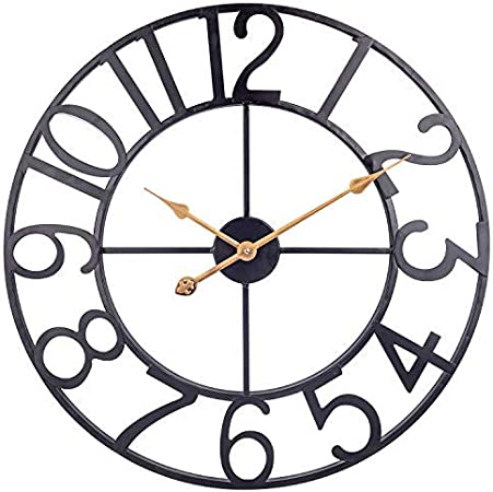 Photo 1 of 30 Inch Metal Wall Clock, Oversized Modern Farmhouse Wall Clock, Silent Battery Operated Large Wall Clock for Living Room Decor - Black
