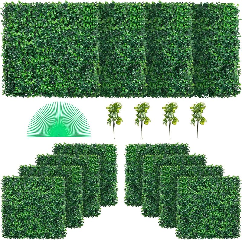 Photo 1 of 12PCS 20x20inch Grass Wall Panels, Boxwood Hedge Wall Panels, Artificial Grass Backdrop Wall 1.6", Privacy Hedge Screen UV Protected for Outdoor Indoor Garden Fence Backyard
