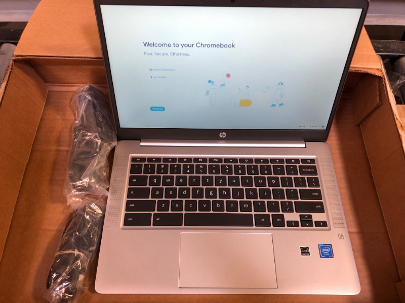 Photo 2 of HP Chromebook 14 Laptop, Intel Celeron N4120, 4 GB RAM, 64 GB eMMC, 14" HD Display, Chrome OS, Thin Design, 4K Graphics, Long Battery Life, Ash Gray Keyboard (14a-na0226nr, 2022, Mineral Silver)