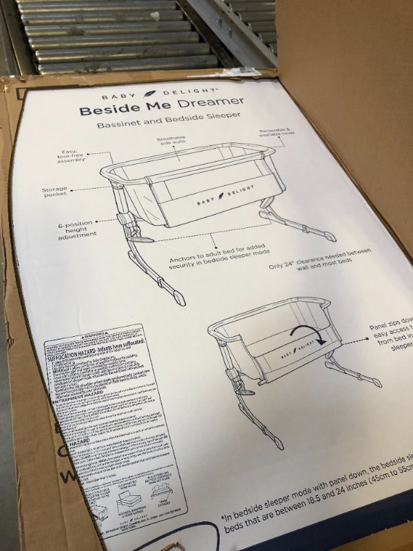 Photo 3 of Baby Delight Beside Me Dreamer Bassinet, Bedside Sleeper, 6-Position Height Adjustment, Driftwood Grey