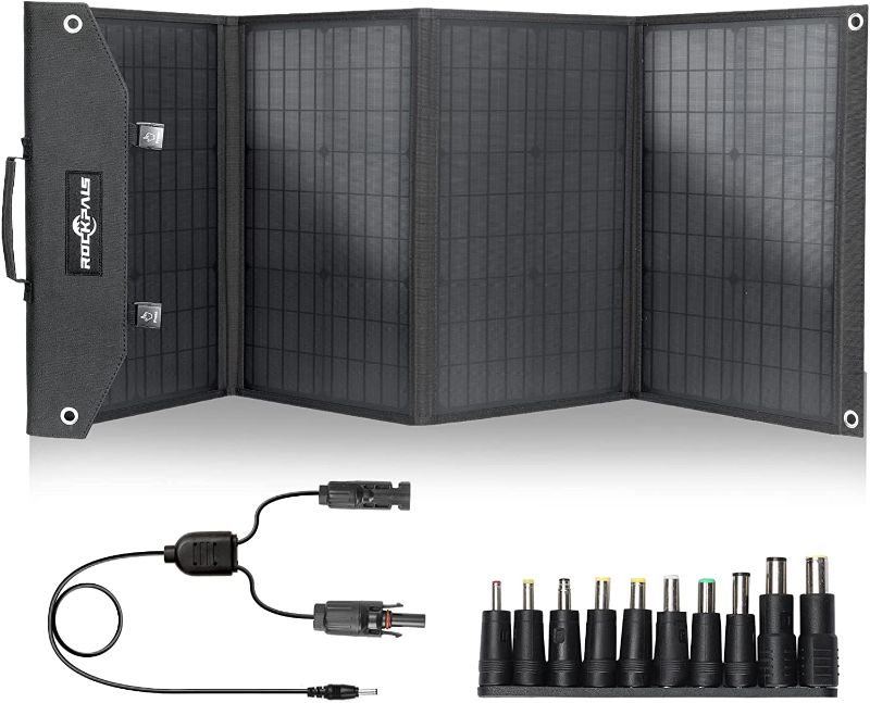 Photo 1 of ROCKPALS SP003 100W Portable Solar Panel for Solar Generator and USB Devices, Compatible with Jackery/EF/Bluetti/Anker/Goal Zero Power Station, Foldable Solar Panel Charger for Outdoor Camping Travel