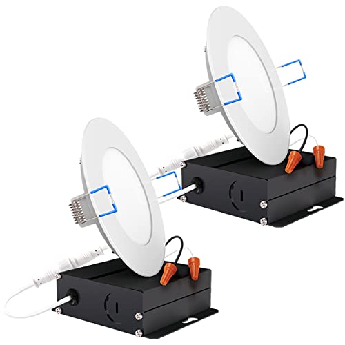 Photo 1 of Sunco Lighting 4 Inch Ultra Thin LED Recessed Ceiling Lights Slim, 2700K Soft White, Dimmable 10W=60W, 650 LM, Smooth Trim Damp Rated