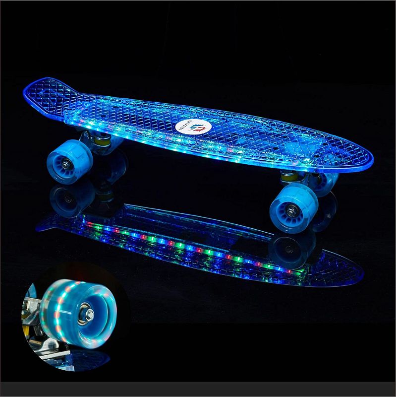 Photo 1 of 22 Inch Skateboard Complete Mini Cruiser Retro Skateboard for Kid,Smooth Riding,Durable Polypropylene with Pu Wheels