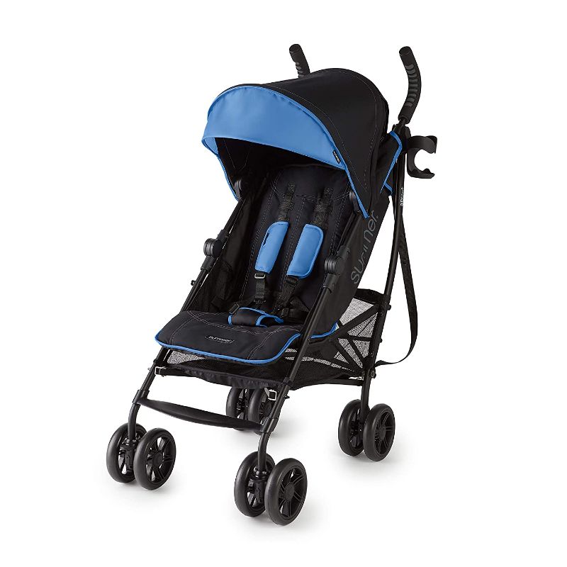 Photo 1 of Summer 3Dlite+ Convenience Stroller, Blue/Matte Black – Lightweight Umbrella Stroller with Oversized Canopy, Extra-Large Storage and Compact Fold
