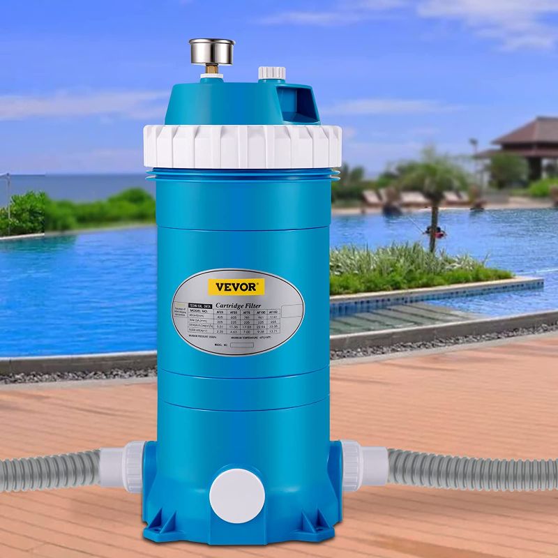 Photo 1 of VEVOR Pool Cartridge Filter, 150Sq. Ft Filter Area Inground Pool Filter,Above Ground Swimming Pool Cartridge Filter System w/Polyester Cartridge,Corrosion-proof,Auto Pressure Relieve,2 Unions Included
