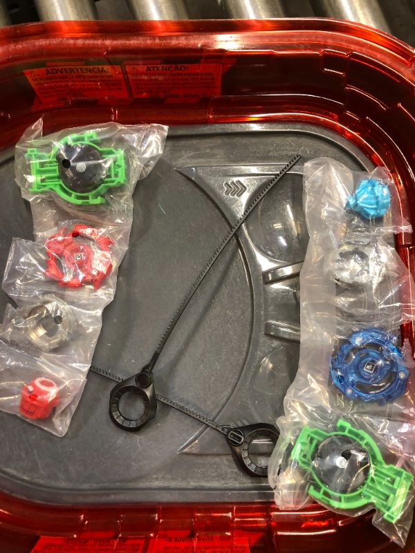 Photo 2 of Beyblade Burst Turbo Slingshock Rail Rush Battle Set -- Complete Set with Beyblade Burst Beystadium, Battling Tops, and Launchers (Amazon Exclusive) , Red
