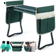 Photo 1 of Artist Hand Portable Folding Garden Kneeler Seat Bench Stool with Gloves, 2 Tool Pouches
