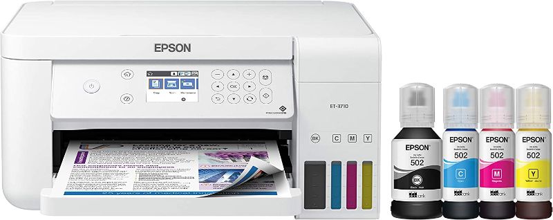 Photo 1 of Epson Ecotank Et-3710 Wireless Color Inkjet All-in-One Supertank Printer, White
