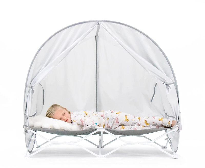 Photo 1 of Regalo My Cot Deluxe Portable Toddler Bed with Canopy, Provides UV Protection
