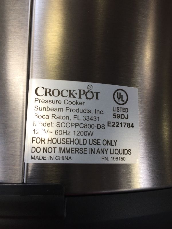 Photo 7 of Crock-Pot 8-Quart Multi-Use XL Express Crock Programmable Slow Cooker and Pressure Cooker with Manual Pressure, Boil & Simmer, Black Stainless
