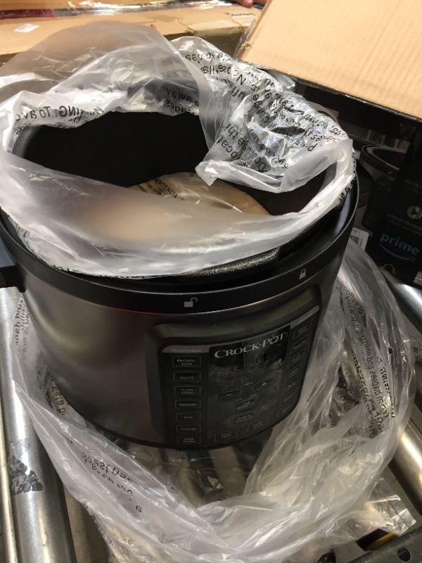 Photo 1 of Crock-Pot 8-Quart Multi-Use XL Express Crock Programmable Slow Cooker and Pressure Cooker with Manual Pressure, Boil & Simmer, Black Stainless
