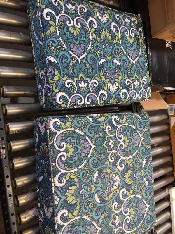 Photo 2 of Arden Selections ProFoam 24 x 24 in AND 19 X 24 Outdoor Deep Seat Bottom Cover, Sapphire Aurora Blue Damask-----------PACK OF 2
