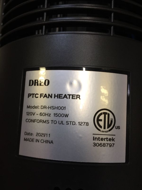 Photo 1 of Dreo 24" Space Heater, 10ft/s Fast Quiet Heating Portable Electric Heater with Remote, 3 Modes, Overheating & Tip-Over Protection, Oscillating Ceramic Heater for Bedroom, Office, and Indoor Use, Black
