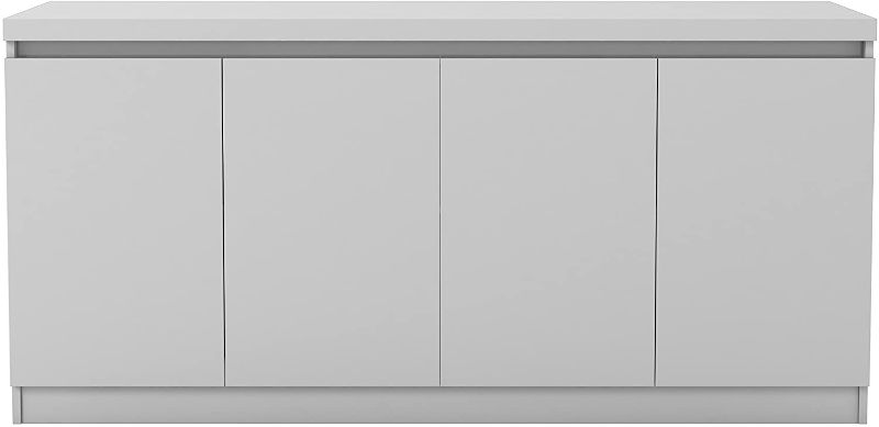 Photo 1 of *****INCOMPLETE SET******* Manhattan Comfort Viennese Collection 6 Shelf Gloss Finished Long Buffet Cabinet / Dining Console with 4 Doors, White Gloss; factory sealed