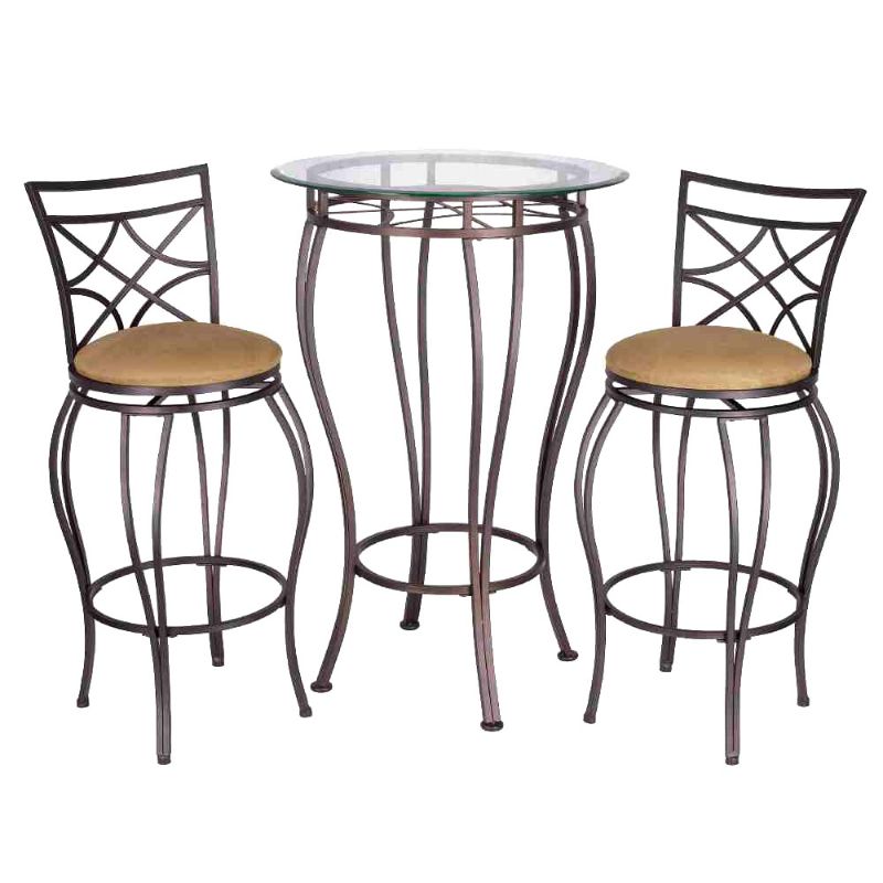 Photo 1 of 3-piece Web Bistro With A Glass Table Top And 2 Stools