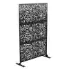 Photo 1 of 76 in. x 47.2 in. Laser Cut Metal Black Outdoor Privacy Screen Bamboo Pattern
