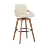 Photo 1 of Baylor 30" Bar Height Swivel Wood Stool in Cream Faux Leather, BROKEN LEG
