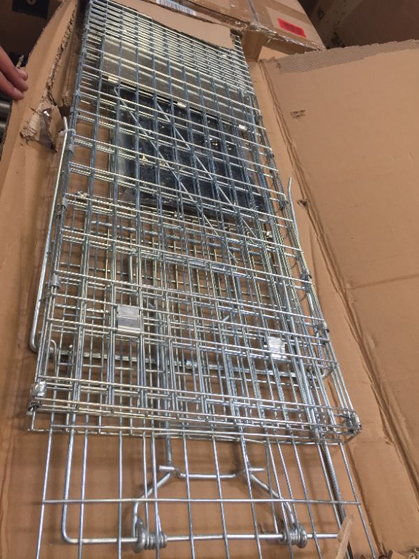 Photo 2 of ANT MARCH Live Animal Cage Trap 32''x11.5"x13" Steel Humane Release Rodent Cage with Gloves for Rabbits, Stray Cat, Squirrel, Raccoon, Mole, Gopher, Chicken, Opossum, Skunk, Chipmunks, Groundhog
