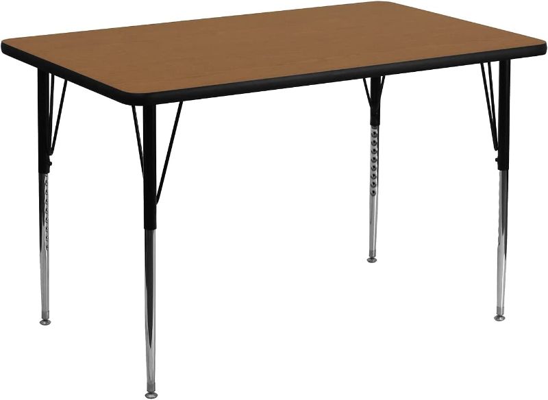 Photo 1 of Flash Furniture  Rectangular Oak /Grey Thermal Laminate Activity Table - Standard Height Adjustable Legs
