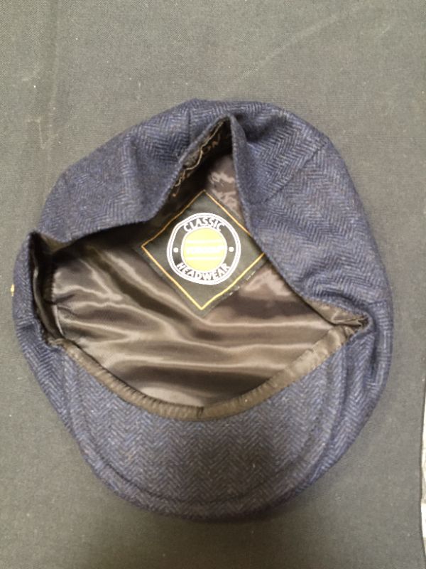 Photo 2 of VOBOOM Men's Herringbone Flat Ivy Newsboy Hat Wool Blend Gatsby Cabbie Cap NAVY MEDIUM