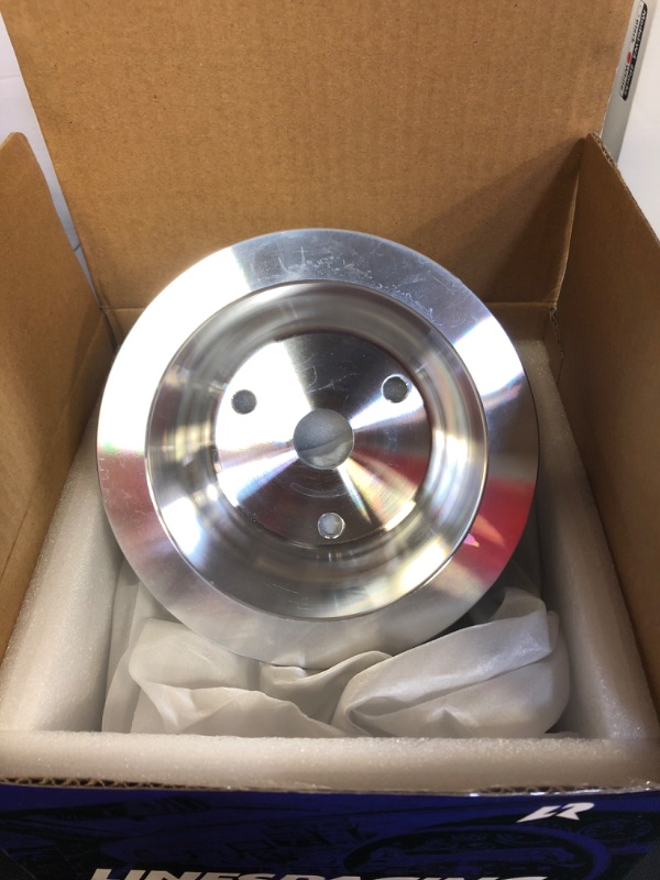 Photo 1 of Aluminium Triple Groove Crankshaft Pulley 2 Groove LWP Long Water Pump For SB Chevy SBC 350 Crank SWP Short Small Block Chevy
