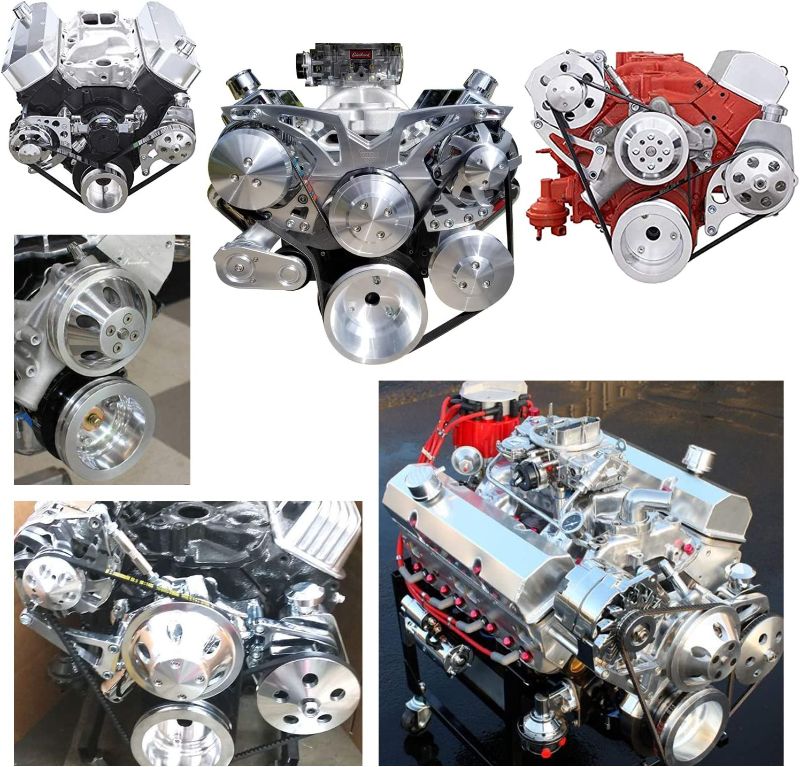 Photo 1 of Aluminium Triple Groove Crankshaft Pulley 2 Groove LWP Long Water Pump For SB Chevy SBC 350 Crank SWP Short Small Block Chevy
