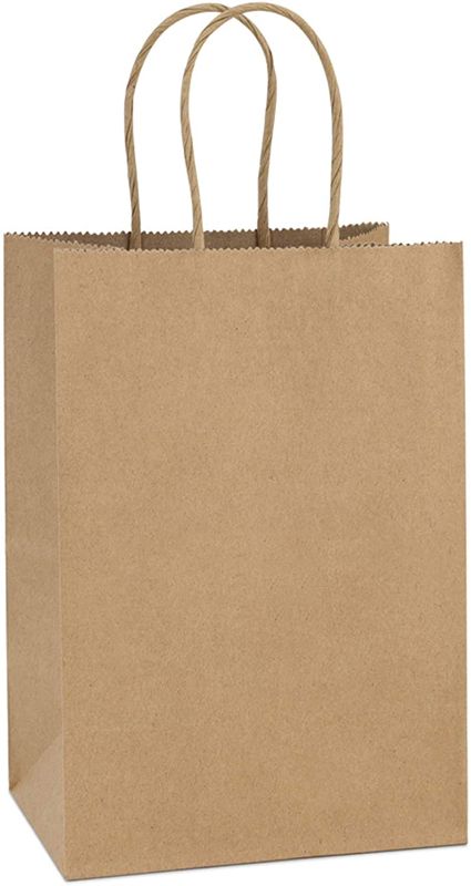 Photo 1 of BagDream Kraft Paper Bags 100Pcs 5.25x3.75x8 Inches Small Paper Gift Bags with Handles Bulk, Paper Shopping Bags, Kraft Bags, Party Bags, Brown Bags
