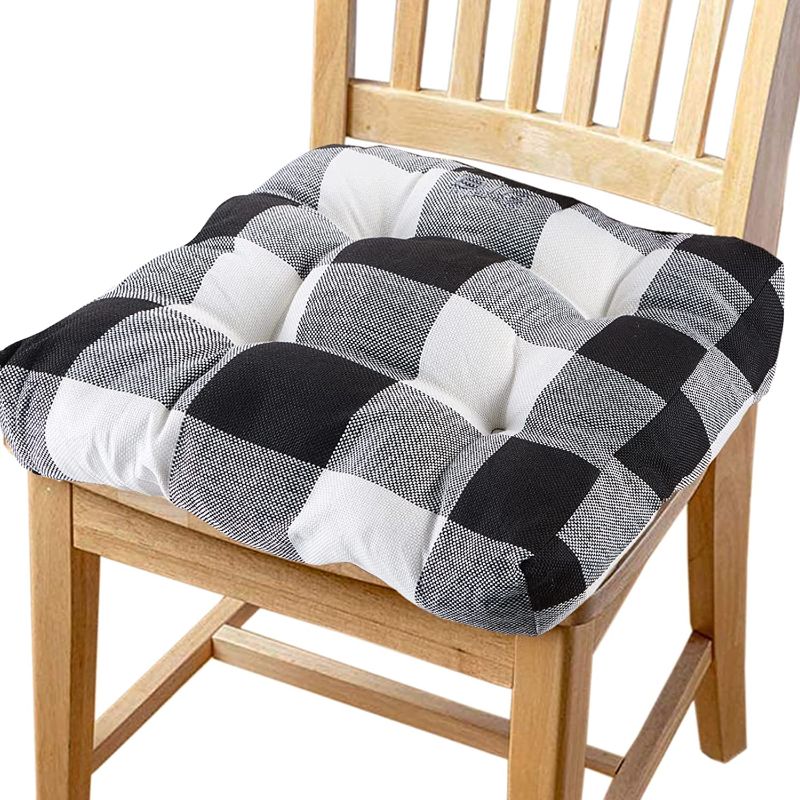 Photo 1 of Big Hippo Plaid Chair Pad Seat Cushion, Soft Thicken Dining Chair Pad with Ties, Square Chair Cushion Pillow for Home Office Patio Garden Use, Machine Washable 2 pack 
