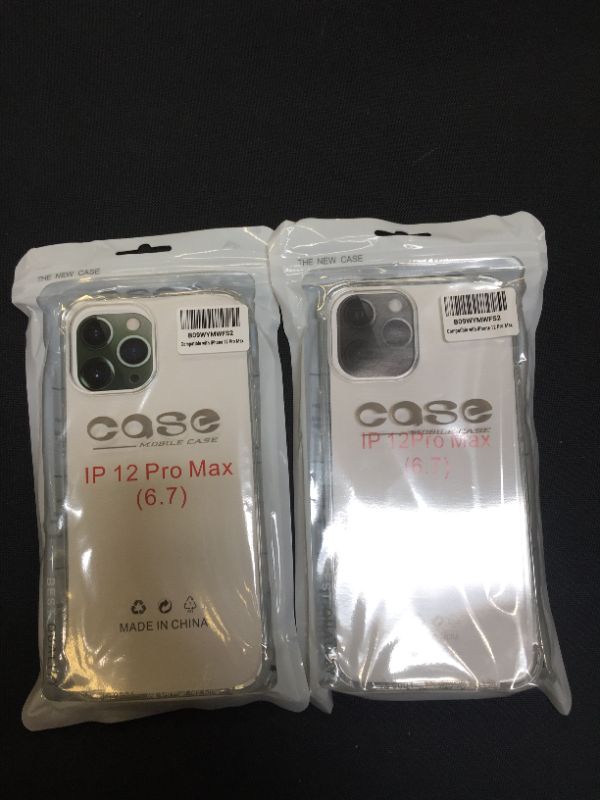 Photo 2 of Amazon Basics Flexible Protective iPhone Case for iPhone 12 Pro Max - Crystal Clear ( 2 pack ) 